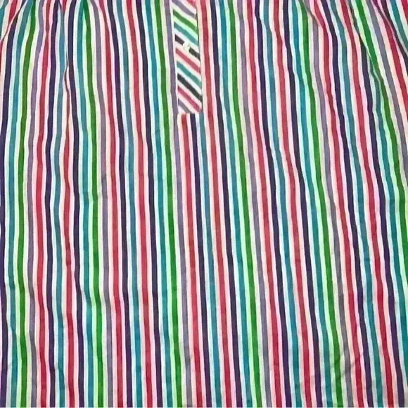 Vintage Avon Fashions Pullover Short Sleeve Button Down Pastel Rainbow Stripe L - Picture 2 of 6